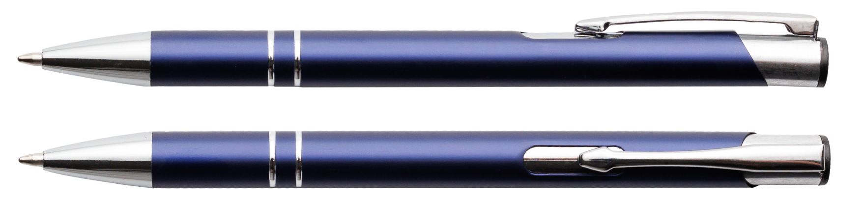 Granatowy matowy długopis metalowy Cosmo z grawerem laserowym logo firmy, personalizowany gadżet reklamowy B2B, B2C producent PENS4U Żary